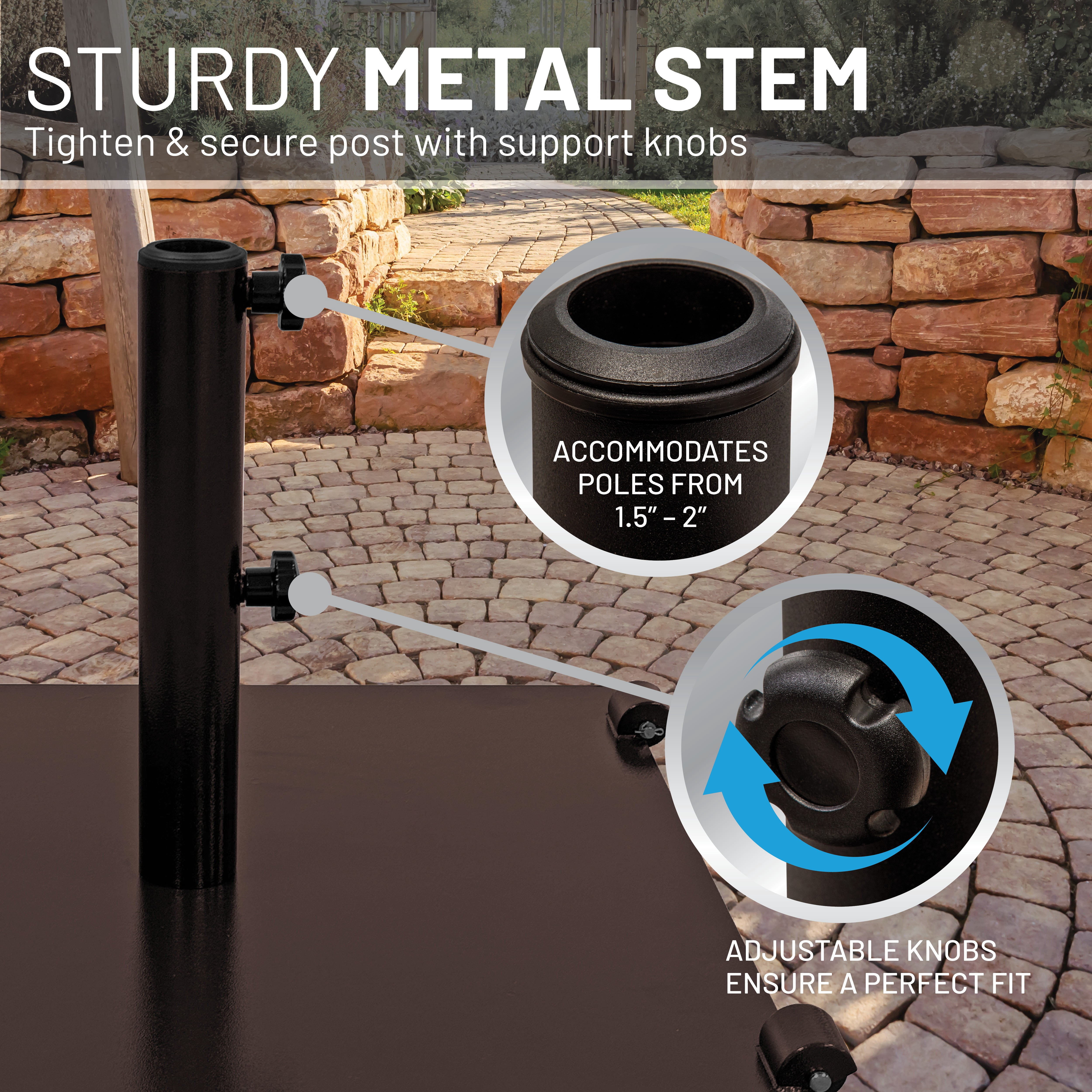 75lb Flat Steel Brown Patio Umbrella Base