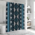 thumbnail image 5 of Navy Blue Boho Shower Curtain Set - 72" x 78" Washable Bathtub Curtain with 12 Hooks, Geometric Vintage Abstract Art Ethnic Tribe Waterproof Fabric Stall Shower Curtains for Bathroom/Bathtub Décor, 5 of 6