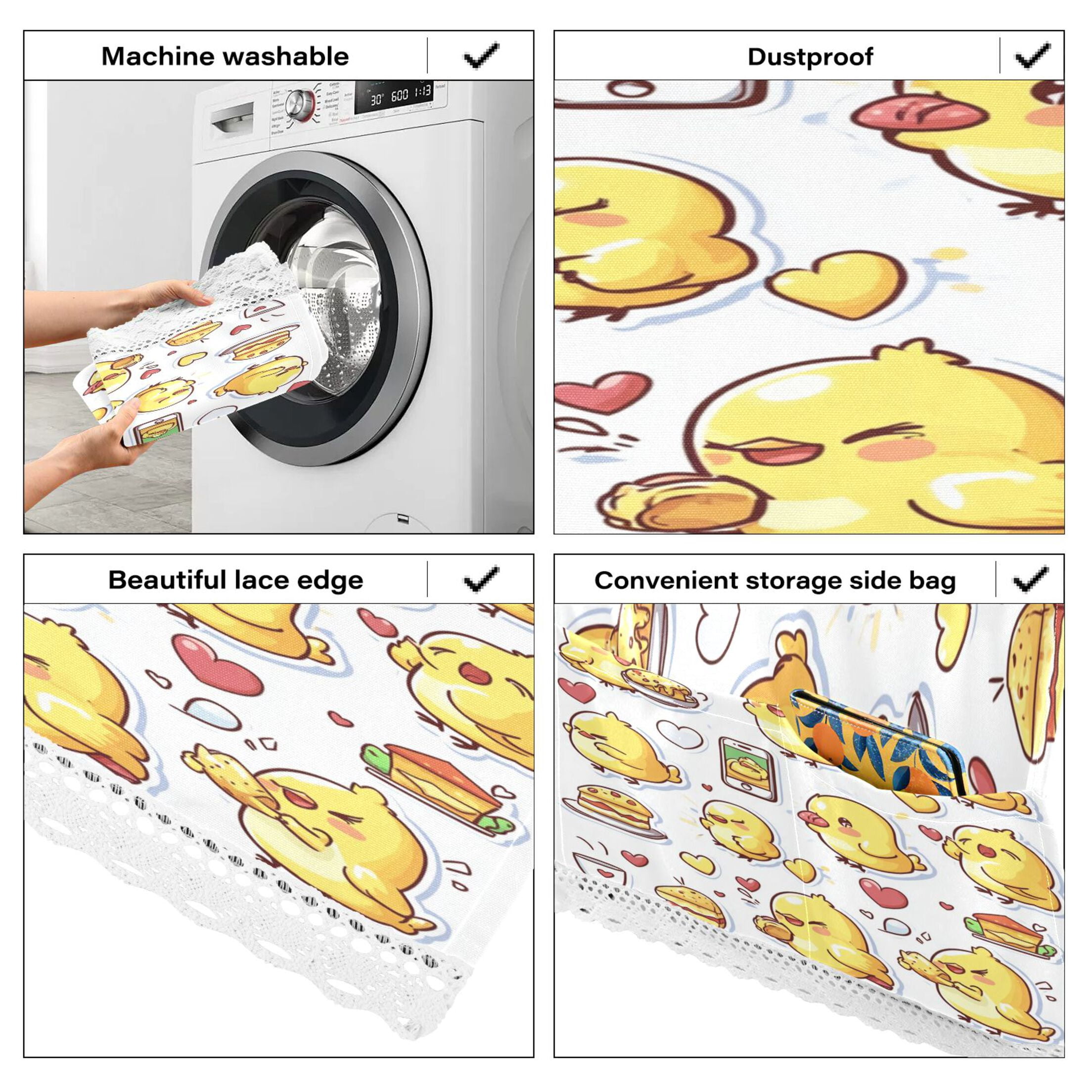WOBOGO Cute Yellow Chick Pattern Washing Machine Cloth Dryer Refrigerator Top Cover Protective Non-Slip Mat For Kitchen Laundry