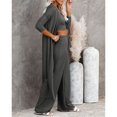 thumbnail image 3 of Dellytop Womens Solid Color Fall Knitwear 3 Piece Loungewear Set, 3 of 4