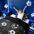 thumbnail image 3 of meiyoeat Vintage Graffiti Football Pattern Twin Duvet Cover For Kids,Boys Ball Games Twin Bedding For Soccer Lovers,Black Reversible,2pcs(No Comforter), 3 of 6