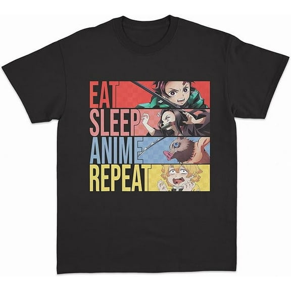 Japanese Anime Demon Slayer Manga Collection T-Shirt, Short Sleeve Shirt For Men Women, Anime Lover Gift, Black1 Color, Size S