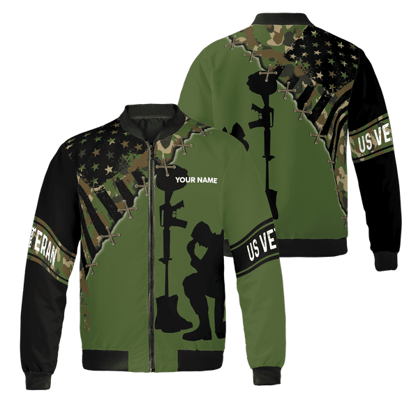 Lotusprinthandmade Personalized Memorial Day Veteran Military All-over Print Bomber Jacket S-5XL Multicolor (S)