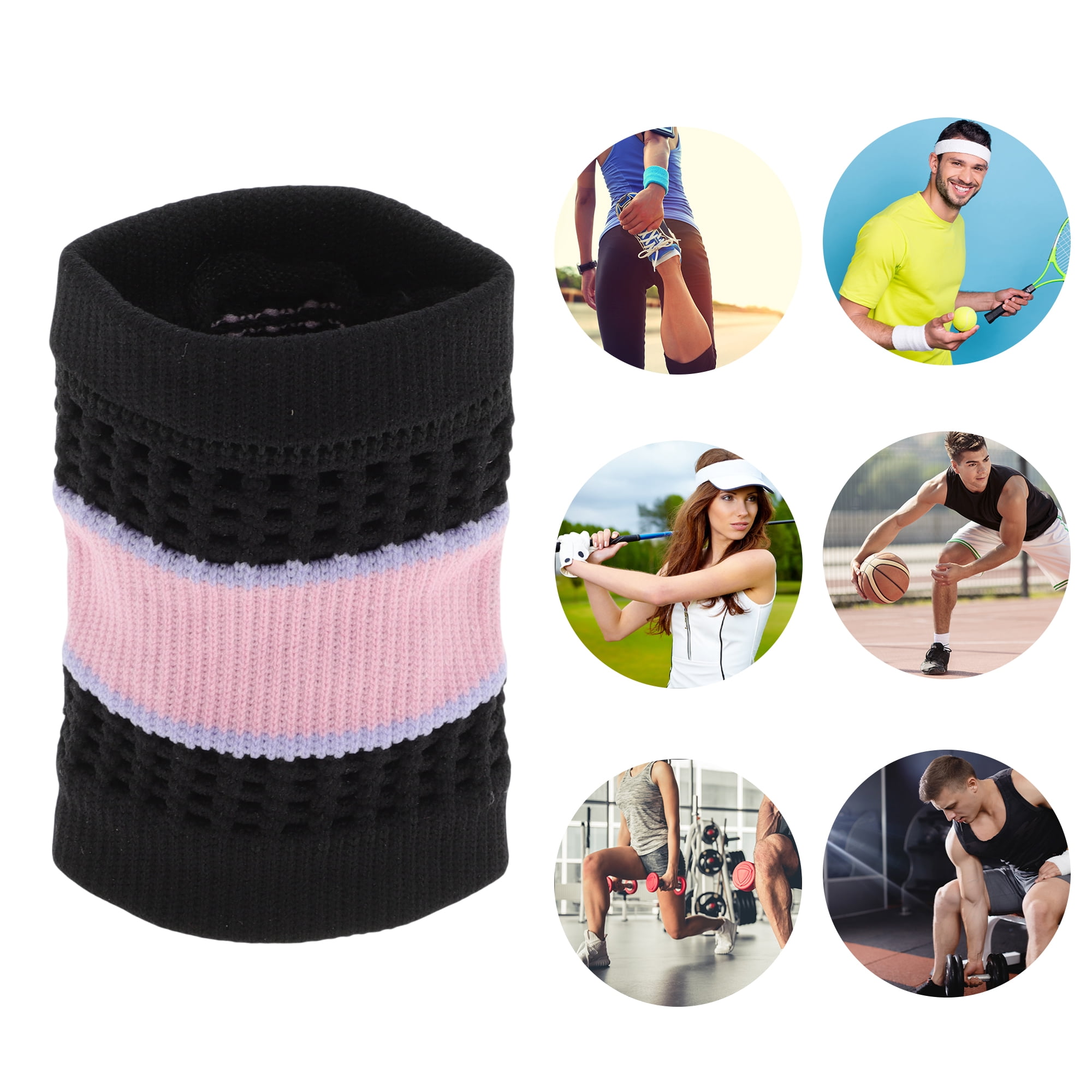 Unique Bargains Durable Perspiration Wicking Wrist Sweatbands 1 Pc Black Pink