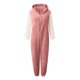 thumbnail image 4 of Gibobby pantalones siameses de pierna ancha Pijamas de manga larga de lana artificial para mujer Casual Color sólido Cremallera Suelta con capucha Mono Pijamas Casual Invierno(Rosa， XXXXXL), 4 of 5