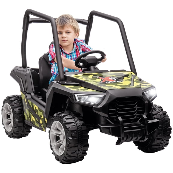 12V Kids Electric Car with Parent Remote Control, Spring Suspension, Soft Start, Music, LED Light, Safety Belt, Green