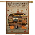 thumbnail image 1 of Fall Camper Welcome House Flag Primitive Owl Pumpkins 28" x 40" Briarwood Lane, 1 of 2