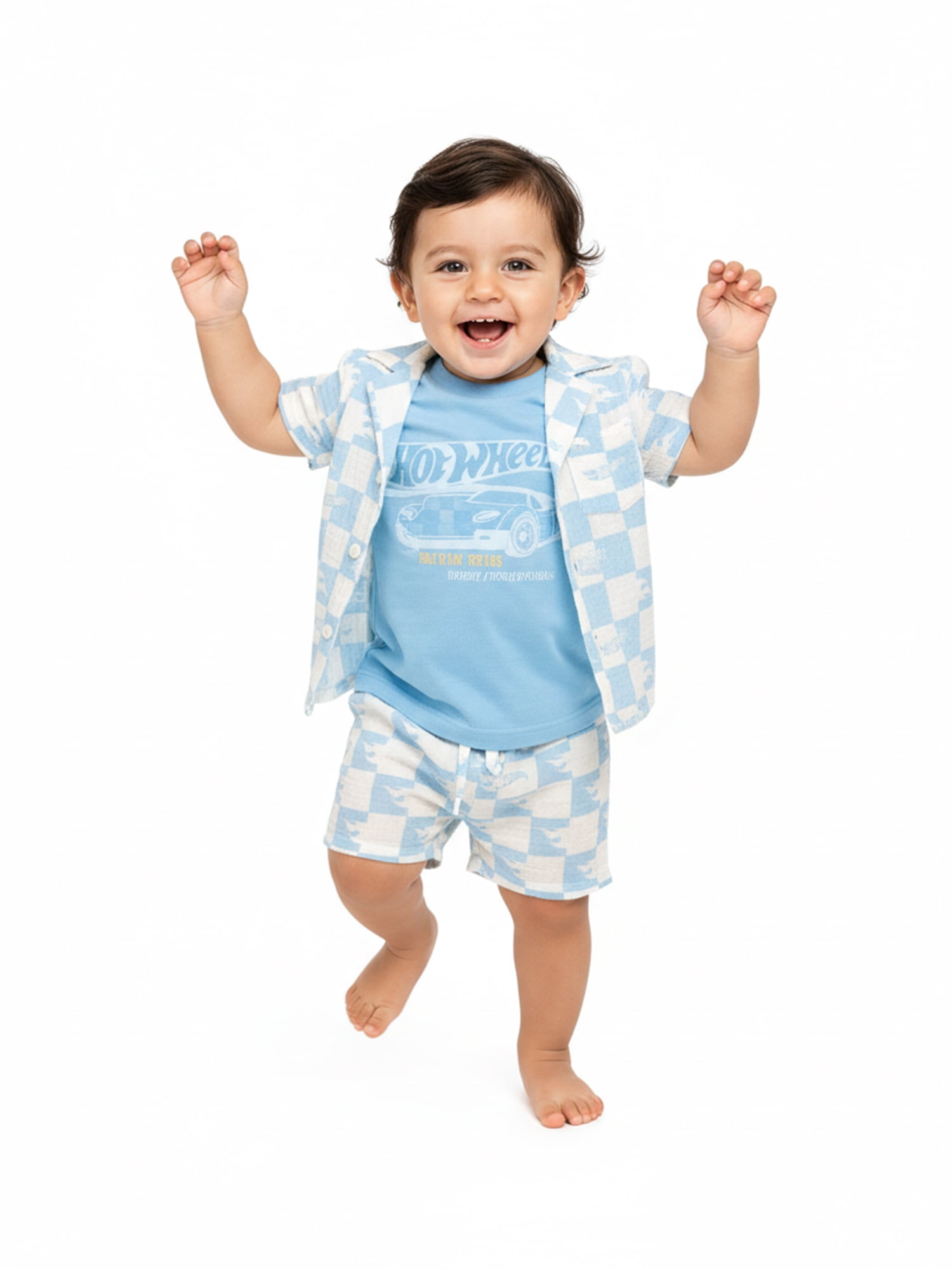 Hot Wheels, Baby Boy Three-Piece Set, Squares and Flames, Sizes 0-24M