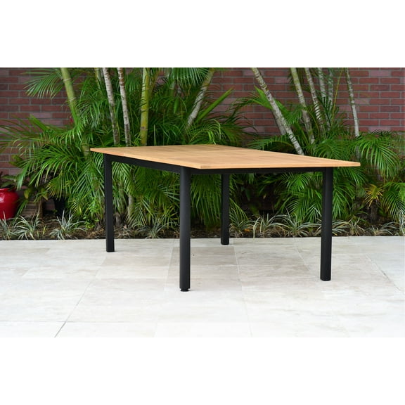 Amazonia 94.9" Aluminum Extendable Outdoor Dining Table, Teak