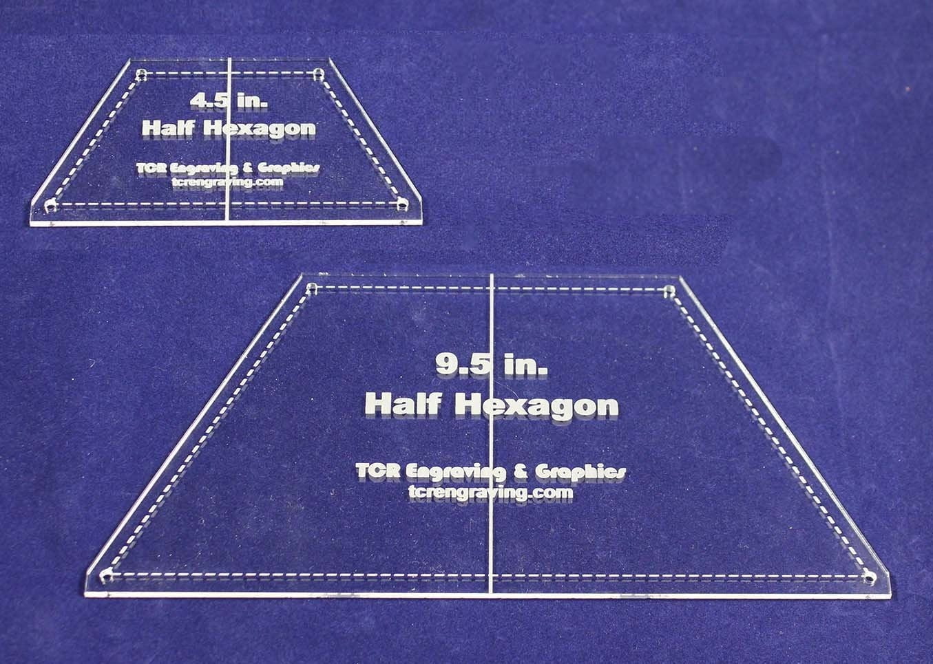 5 & 10 Half Hexagon Quilt Templates Clear w/Center Guideline 1/8 