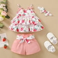 thumbnail image 4 of TOWED22 Toddler Baby Girls Clothes Summer Outfits Fruit Print Bow Camisole Top and Casual Shorts 2-piece Summer Clothing Set(Blazer,9-12 M), 4 of 9