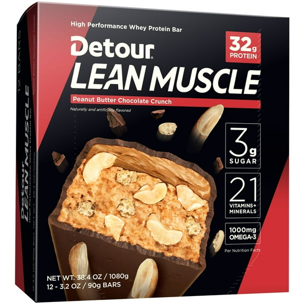 Detour Lean Muscle Protein Bar, Peanut Butter Chocolate Crunch, 32g