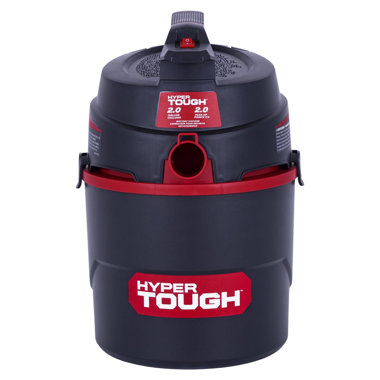 Hyper Tough 2 Gallon Poly Wet/Dry Vacuum, Hyper Tough 7.6L (2 Gal.) 2.0 Peak Horsepower Wet/Dry Vacuum with accessories
