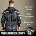 thumbnail image 4 of Waterproof Motorcycle Rain Suit, 2-Piece Reflective Gear, Lightweight Riding Jacket & Pants, Protective Raincoat with Hoodie (Black, XL-2XL), 4 of 5