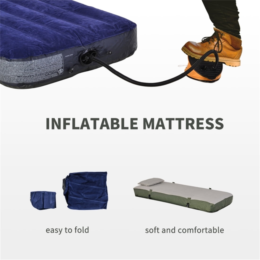 Tent Cot for Camping, All-in-1 Folding Tent Combo with Self-Inflating Mattress, Carry Bag & Foot Pump, Portable Off Ground Elevated Tent for Hiking, Backpacking, Fishing & Picnic