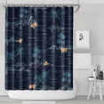 thumbnail image 2 of Beach Vacation Shower Curtain, Aloha Hawaiian Paradise with Tropical Palm Tree and Nautical Coastal Scene, Waterproof Boho Fabric with Hooks, Great for Summer Bathroom Decor, 2 of 5