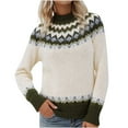 thumbnail image 2 of Qulqfy Beige Woman Sweater Fair Isle Plus Size Pullover Crew Neck Long Sleeve Casual Tops Womens Fall Sweater L, 2 of 6
