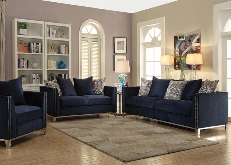 Navy Blue Fabric Living Room Furniture