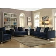 thumbnail image 1 of Navy Blue Fabric Living Room Furniture Sofa Set 2pc Contemporary Metal Frame Base, 1 of 6