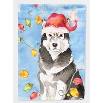 Carolines Treasures CK2484CHF Christmas Lights Alaskan Malamute Flag Canvas House Size  Large multicolor