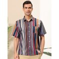 thumbnail image 2 of Camisa Rayas Lars Amadeus Botones Mangas Cortas Playa Verano Informal Multicolor XXL, 2 of 6