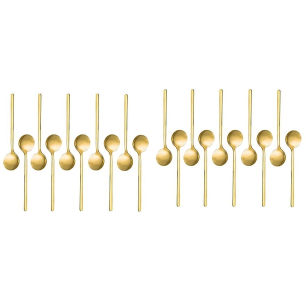 20 Cucharas de Café Expreso de Acero Inoxidable para Café, Azúcar, Postre, Pastel, Helado, Sopa, Antipasto (Dorado)