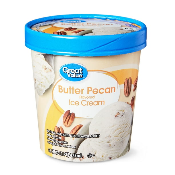 Great Value Ice Cream Pint, Butter Pecan Flavored, 16 fl oz