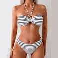 thumbnail image 3 of Hicidod Women's Bandeau Bikini Sets Strapless O Ring Lace Tie Back High Cut Two Piece Swimsuit Solid Color Beach Trendy Bathing Suits, 3 of 9