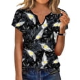 thumbnail image 2 of Babcutegg Women’s Spring Summer V-Neck Short Sleeve T-Shirt – Solid Color Casual Cotton Top Khaki Size S, 2 of 7