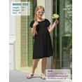 thumbnail image 5 of Aideaone Girls Chiffon Dress Flutter Ruffle Short Sleeve Kids Square Neck Frocks Black 6-13Y, 5 of 7