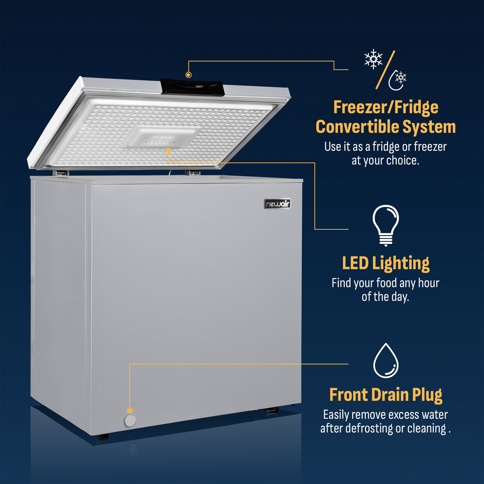 Newair 5 Cu. Ft. Mini Deep Chest Freezer and Refrigerator in Cool Gray with Digital Temperature Control, Fast Freeze Mode, Stay-Open Lid, Removeable Storage Basket, Self-Diagnostic Program