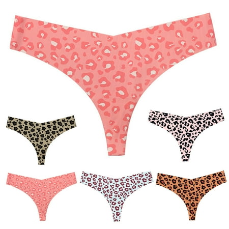 

Jiaroswwei Women Underpants Low Waist Leopard Print High Elasticity Triangle Shape Slim Fit Seamless Moisture Absorption Sweat Absorption Anti-septic Lady Briefs for Inner Wear