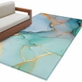 thumbnail image 2 of Teal Marble Area Rugs 4x6 for Living Room, Abstract Art Modern Geometric Golden Non Slip Washable Rug Runner, Low Pile Indoor Floor Carpet Mat Bathroom Rugs for Bedroom, Kids Room, 2 of 9