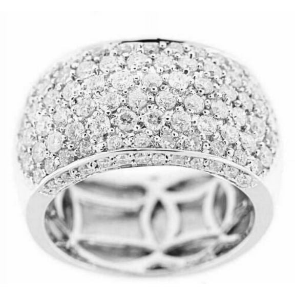 18 K White Gold 1.83 Carat Natural Diamond Pave Ring in Band