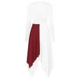 thumbnail image 4 of Alvivi Womens Long Sleeve Metallic Liturgical Praise Dance Dress Church Worship Lyrical Costume Burgundy&White M, 4 of 7