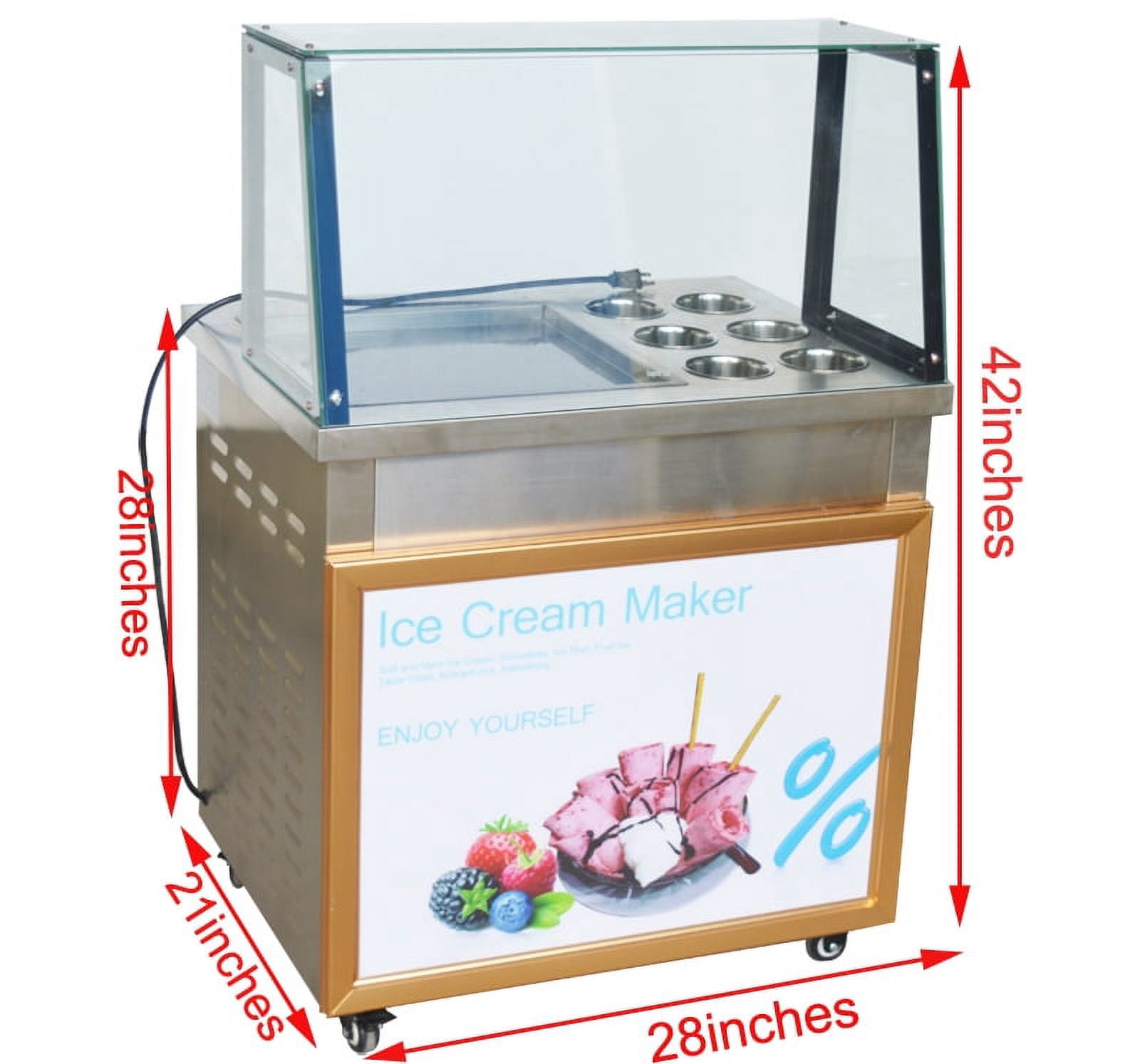 Commercial Ice Cream Maker Fried Ice Cream Roll Machine Instant Stir Roll Yogurt Dessert Machine with Dust Cover