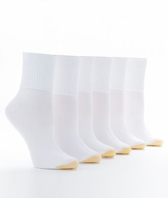 NEW Gold Toe Womens Turn Cuff Socks Pack of 6 Black Shoe Size 6 9 Sock 9 11 