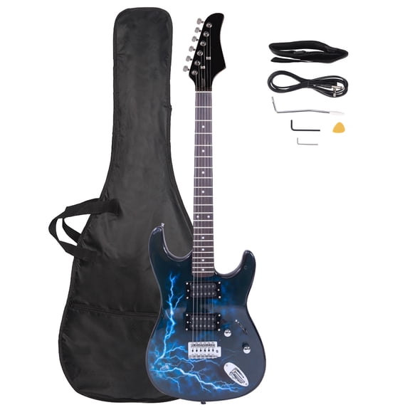Ktaxon 39 Inch Full Size Electric Guitar Kit, HH Pickups 6 String with Gig Bag Strap Tremolo Arm Cable Picks - Black Back