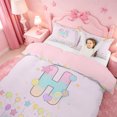 thumbnail image 3 of meiyoeat Gradient Personalized Monogram Bedding,Balloon Rainbow Alphabet Initial Art Duvet Cover Full For Girl,Pink Reversible,3-Piece,1 Duvet Cover and 2 Pillowcases, 3 of 6