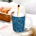 thumbnail image 3 of Yiaed Blue Glitter Print Ceramics Coffee,Large Handle Design,Extra Large Tea and Coffee Cup for Office and Home Mugs, 3 of 6