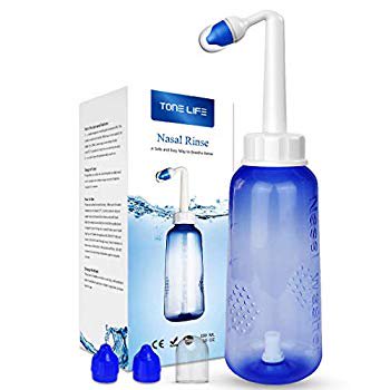 TONELIFE Sinus Rinse Kit, Clean Your Nose - Nose Wash Bottle - Nose Cleaner - 300ml 10oz Neti Pot - Sinus Irrigation with ON/Off Lock Button Switch for Adult Kid Nasal (Best Way To Clean Your Nose)