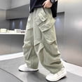 thumbnail image 4 of Boy's Pants Casual Cargo Straight Leg Joggers Wide Loose Fit Athletic Bottoms, 4 of 5