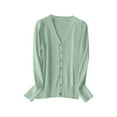 thumbnail image 3 of Women's V Neck Knitted Cardigan Sweater Long Sleeve Lightweight Layering Top for Spring Autumn Fashion, 3 of 7
