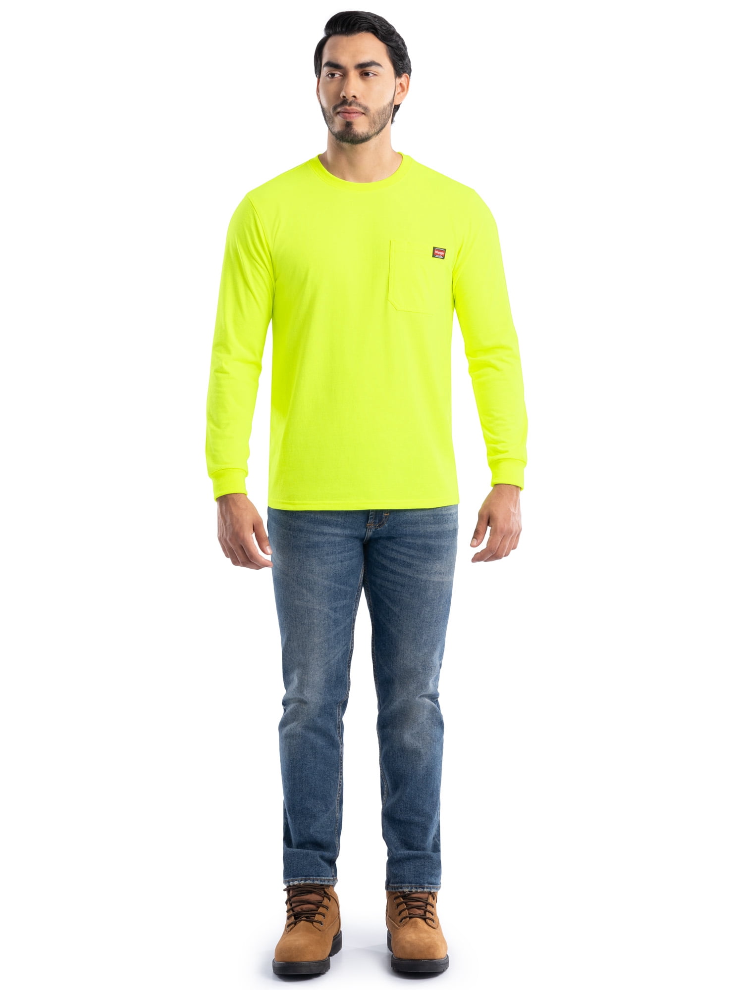 Wrangler Workwear Men's Long Sleeve Heavyweight Pocket T-Shirt, Size S-3XL (Men's and Big Men's)