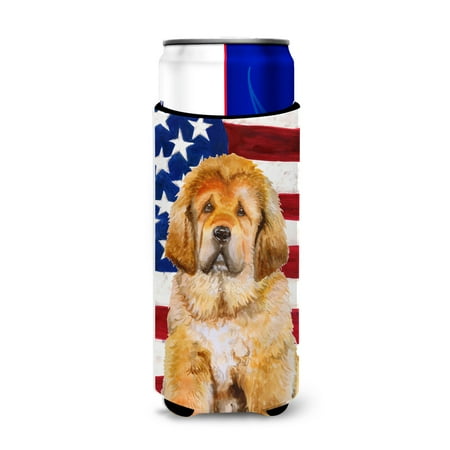 

Carolines Treasures BB9721MUK Tibetan Mastiff Patriotic Michelob Ultra Hugger for slim cans Slim Can multicolor