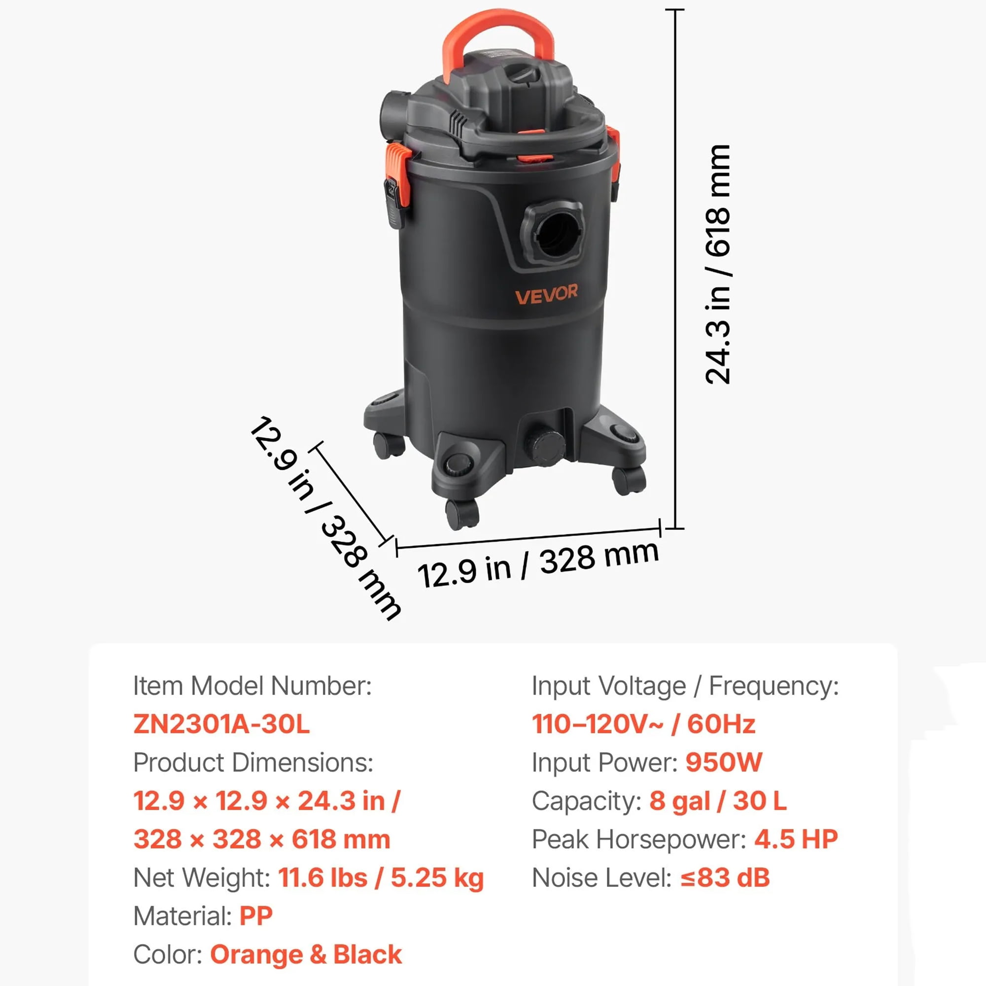3-in-1 Shop Vac, 11 Gallon Wet Dry Shop Vacuum, 4.5 Peak HP Portable Vacuum Cleaner with Blower, Dual-Filter, 1350W Input Power, 1.25in x 7ft Hose, 9.8ft Cord for Jobsite, Workshop, Garage, Home