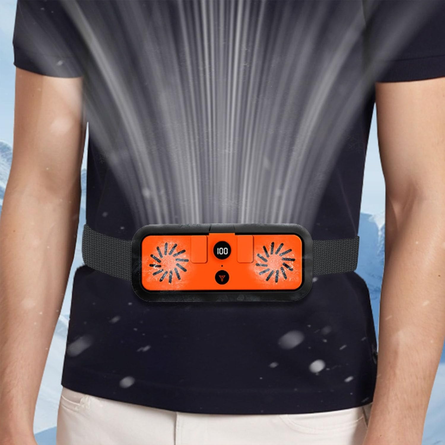 MUSICOZY Portable Cooling Waist Fan,Dual Head MIni Wearable Belt Clip on Fan,5200mAh Rechargeable 3 Speeds 6000RPM Strong Airflow Fans,Personal Travel Body Shirt Fans for Outdoor Work Camping Fishing