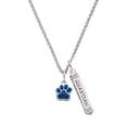 thumbnail image 1 of Delight Jewelry Silvertone Small Royal Blue Paw Silvertone Guardian Angel Bar Charm Necklace, 23", 1 of 4