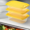 thumbnail image 4 of 3-Piece Plastic Food Storage Container Set with Locking Lids | 550ml Clear Refrigerator Boxes for Leftovers Snacks Meal Prep | Stackable Space Saving Kitchen Organizers in Yellow, 4 of 6