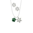 thumbnail image 2 of Delight Jewelry Silvertone Large Green Paw Silver tone Snowflake Charm Necklace and Stud Earrings, 2 of 4